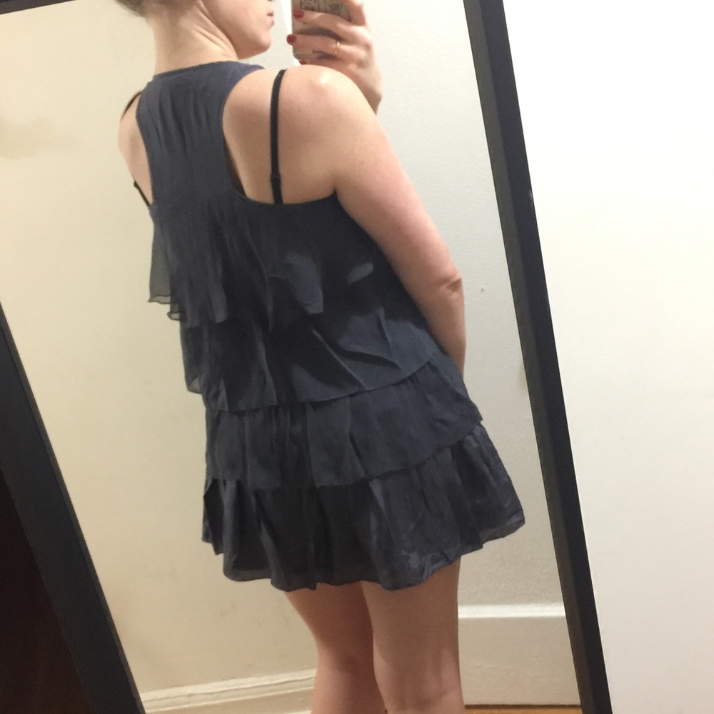 Silk grey frill/ruffle dress.very cute. Host pick - Picture 5 of 8
